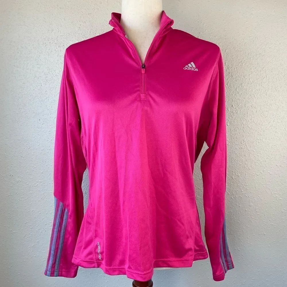 Adidas Quarter Zip Athletic Pullover Top Size L